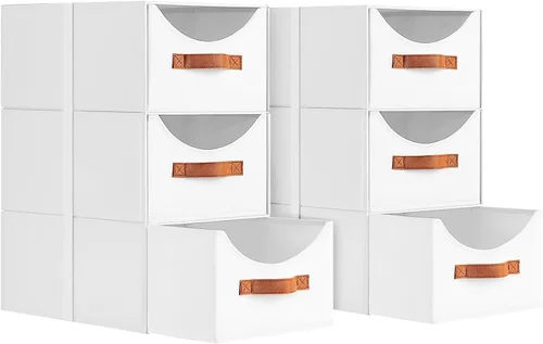 Miniatura 18 de Homsorout Cajones de almacenamiento apilables, contenedores de almacenamiento plegables con cajones, paquete de 8 cestas organizadoras de estantes