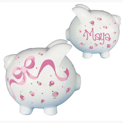 Miniatura 15 de My Bambino Hucha personalizada pintada a mano para niñas, grande, de cerámica, color blanco, tapón extraíble (sirena)