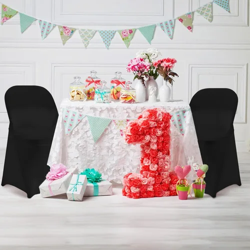 Miniatura 7 de EMART Fundas plegables negras para silla, 25 piezas, poliéster y elastano, universales, estándar, para bodas, fiestas, banquetes y celebraciones