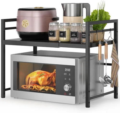 Miniatura 10 de DOLALIKE Estante para Horno de Microondas, Soporte de Microondas Expandible para Encimera, Almacenamiento de Utensilios de Cocina y Vajilla, Estante
