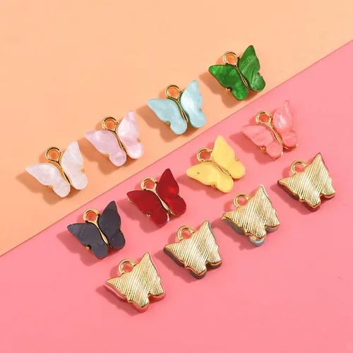 Miniatura 3 de 32 dijes de mariposa acrílicos con forma de mariposa colorida para aretes, pulseras, collares, joyería DIY, fabricación de colgantes