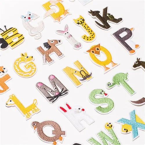 Miniatura 4 de 36 parches de letras y números para planchar, parches bordados del alfabeto de animales de la A a la Z, apliques de números del 0 al 9 para ropa