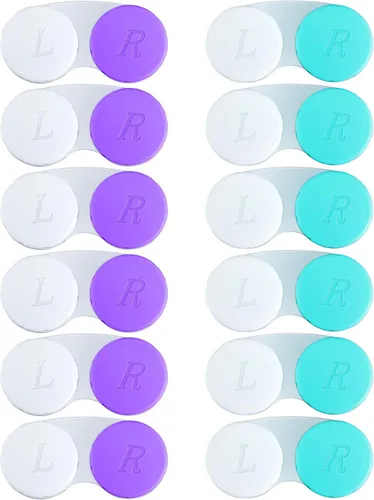 12 fundas para lentes de contacto, caja para lentes de contacto, contenedor de soporte para ojos izquierdos/derechos, kit de almacenamiento para