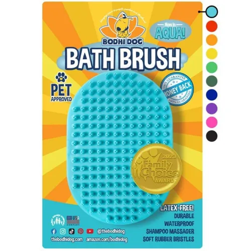 Miniatura 21 de Bodhi Dog - Cepillo de mascotas relajante para masajear con el champú, peine de cerdas de goma para perros y gatos Azul
