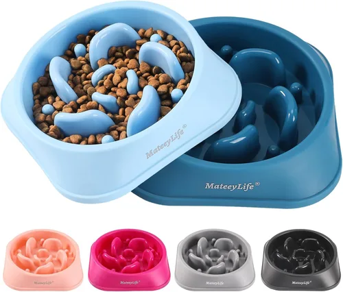 MateeyLife Cuencos de alimentación lenta para perros, 2 unidades, cuencos rompecabezas antiasfixia para comida de perros, alimentación interactiva