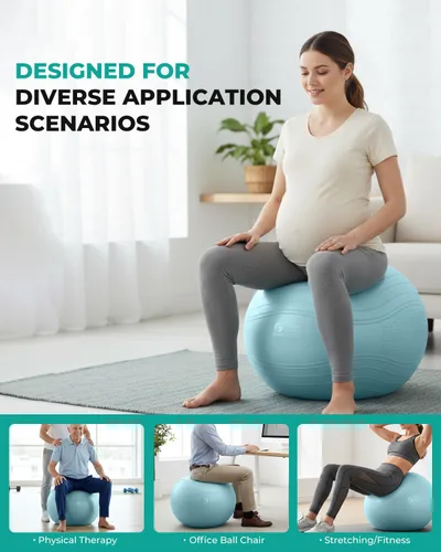 Miniatura 6 de Gruper Pelota de yoga, pelota de ejercicio extra gruesa para entrenamiento y estabilidad durante el embarazo, 4 tamaños, pelota de equilibrio