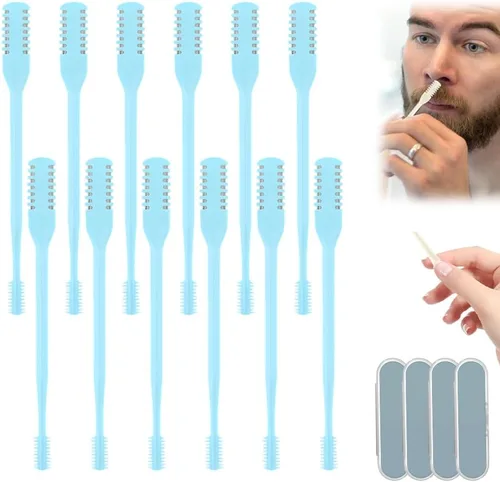 Cortador nasal 2 en 1, recortador de vello de nariz para hombres y mujeres, removedor de vello manual portátil giratorio de 360°, cuchillo de nariz,
