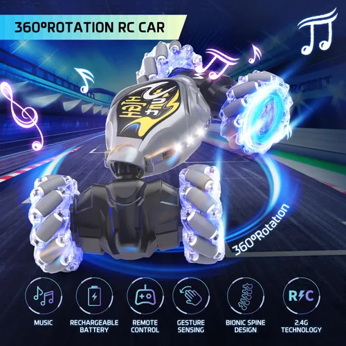 Miniatura 2 de Terucle Coches RC, 2.4Ghz 4WD Nuevo Control Remoto de Vehículos de Juguete con Sensor de Gestos, Camiones de Acrobacias y Giros para Niños de 6-12