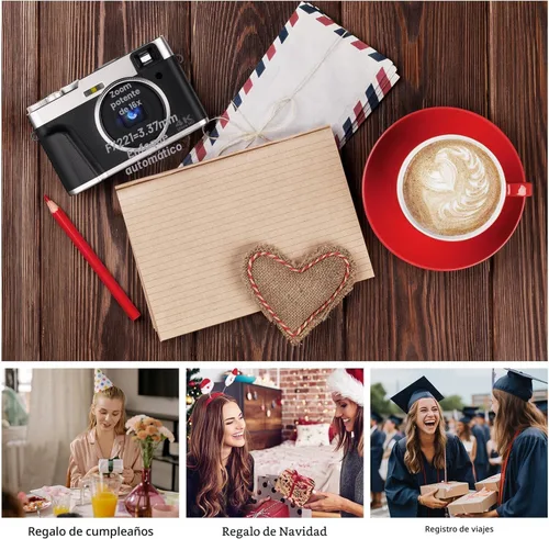 Miniatura 6 de Cámara digital 4K para fotografía, cámaras de videoblogs de 48 megapíxeles con enfoque automático y zoom digital 16X, cámara de punto y disparo