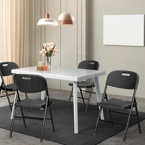 Miniatura 8 de Outvita 4 sillas plegables, 2 niveles moldeadas de plástico resistente para exteriores, fáciles de plegar y almacenar, adecuadas para interiores