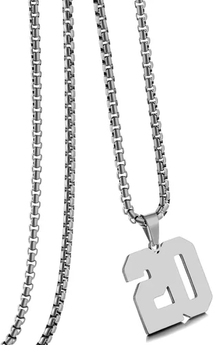 Miniatura 33 de Collar de Número Dorado para Hombre, Cadena de Acero Inoxidable con Colgante de Número para Atletas, Joyería Deportiva Personalizada para Niños