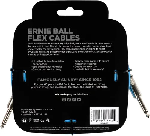 Miniatura 2 de Ernie Ball - Cable de instrumento flex recto/recto 10 pies - Negro (P06434)