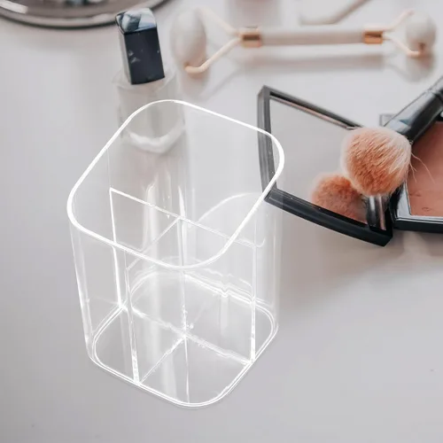 Miniatura 6 de 2pcs Makeup Brush Holder Pen Cup Organizer Plastic Cosmetic Brush Stand Makeup Case for Desktop Cosmetics Storage and Desk Use