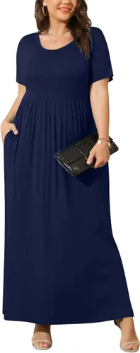 Miniatura 2 de Bishuige - Vestido largo de verano con bolsillos para mujer, tallas extragrandes de XL a 6X