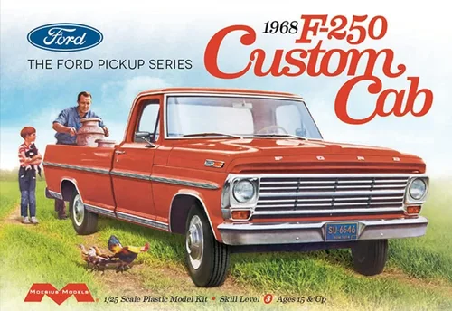 Miniatura 3 de Moebius Models 2564 1:25 1968 F0RD F-250 Custom Cab Pickup Kit de modelo de plástico