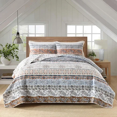 Miniatura 8 de HORIMOTE HOME Juego de edredón bohemio tamaño individual, color azul, bohemio, floral, suave, ligero, para todas las estaciones, colcha de granja