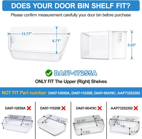 Miniatura 2 de Estante para puerta de refrigerador DA97-17255A actualizado compatible con refrigerador Samsung, reemplazo de estante para puerta de refrigerador