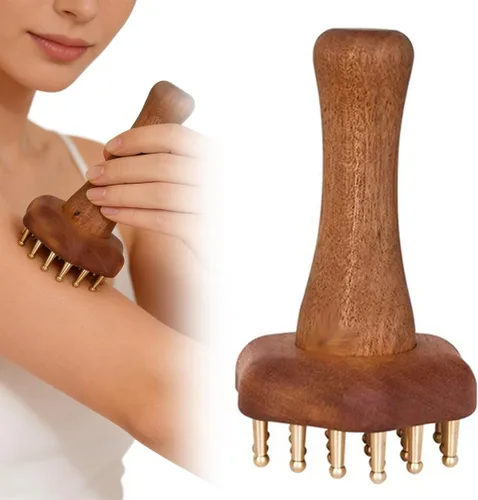 Miniatura 9 de Peine de masaje de cabeza de cobre de 24 dientes para cuerpo y cuero cabelludo, cepillo masajeador de punto meridiano para cuerpo y cuero cabelludo