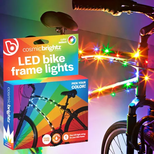 Miniatura 13 de Brightz CosmicBrightz - Cuerda de luz LED para marco de bicicleta, cuerda de 6.5 pies, funciona con pilas con interruptor de encendido/apagado