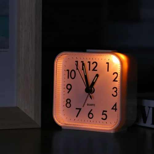Miniatura 7 de Reloj despertador analógico, reloj de mesa silencioso sin tictac, reloj de noche de viaje con repetición, luz nocturna, sonidos de pitido