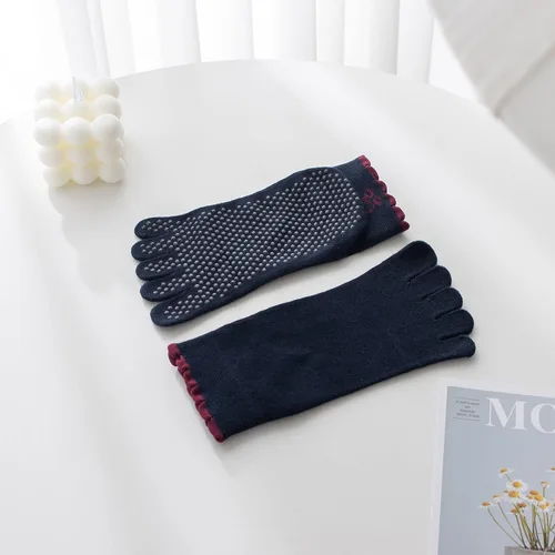 Miniatura 5 de Calcetines de yoga con dedos de pilates con empuñaduras para mujer, antideslizantes, acolchados, florales, calcetines tobilleros para baile de ballet