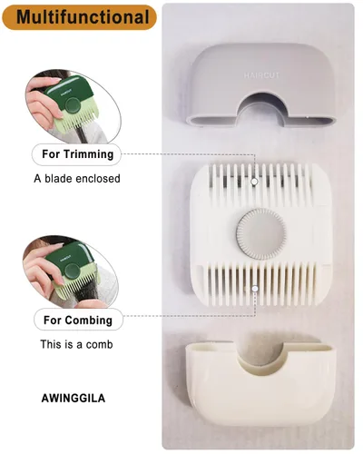 Miniatura 2 de Peine de corte de pelo 2 en 1, flequillo manual para niñas y mujeres, cortador de peine de doble cara (1 paquete, gris)