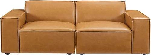 Miniatura 4 de Modway Restore - Sofá biplaza seccional de cuero vegano en color marrón