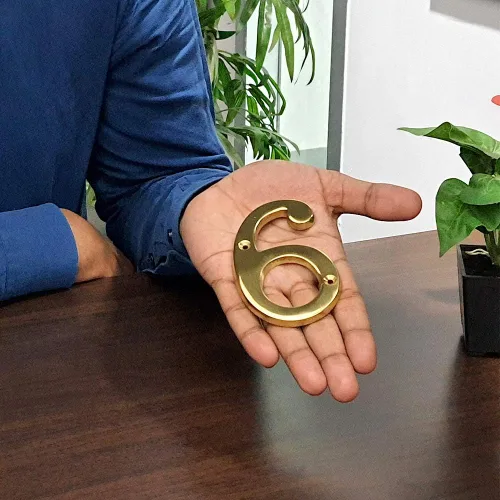 Miniatura 2 de Motif - Números de buzón de latón macizo lacado pulido de 4 pulgadas para exteriores, placas de dirección para números de casa, decoración al aire