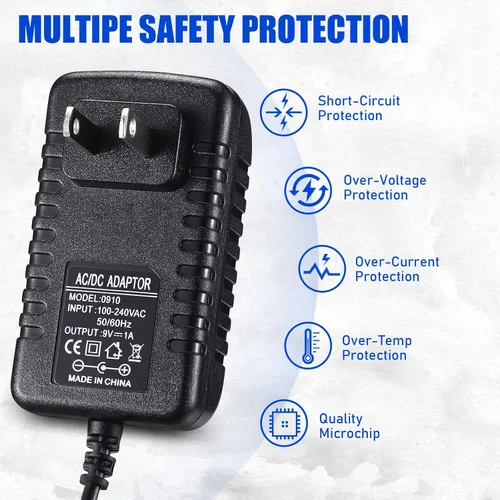 Miniatura 4 de TOBWOLF 2 adaptadores de fuente de alimentación de 9 V 1 A, 9 W CA 100 V-240 V a CC 9 V 1 A, transformador de conmutación universal, adaptador