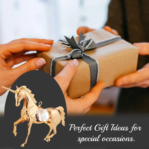 Miniatura 7 de Matashi Adorno de unicornio chapado en oro de 24 quilates, decoración para el hogar, oficina, regalo único para el día de la madre, día de San