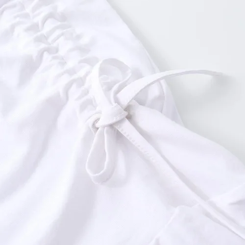 Miniatura 6 de Noomelfish Vestido de manga corta con volantes para niñas, estilo casual, con cordón, de algodón (4-12 años)