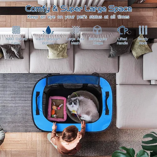 Miniatura 5 de Corralito para perros, corralito para mascotas, corralito plegable para cachorros y gatos, jaula de camping portátil para ejercicio, cubierta