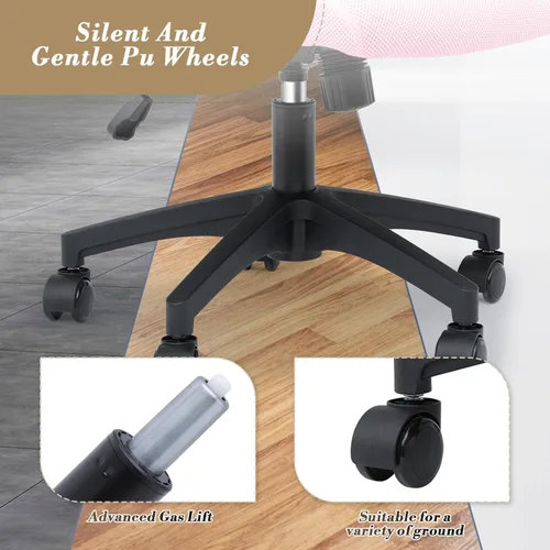 Miniatura 8 de Silla de oficina ergonómica, silla de escritorio de malla con soporte lumbar y asiento ancho (capacidad de 300 libras) altura ajustable, ruedas