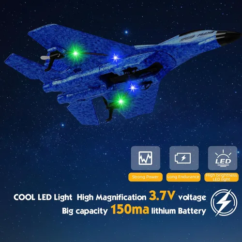 Miniatura 7 de Avión RC, juguete de avión de control remoto - avión RC listo para volar control remoto de 2CH 2.4Ghz con luces, aviones de control remoto de espuma