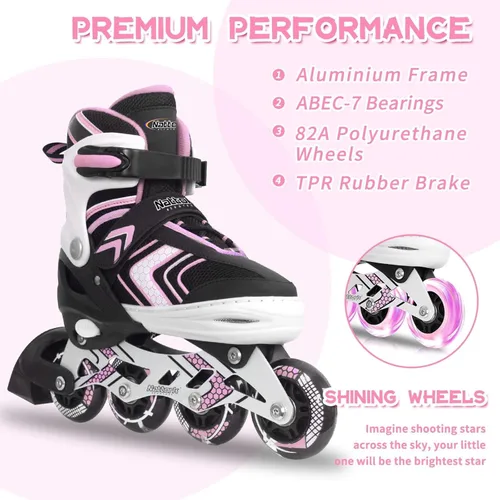 Miniatura 3 de Nattork Patines en línea ajustables para niñas y niños con ruedas completamente iluminadas, patines en línea para principiantes para niños y jóvenes