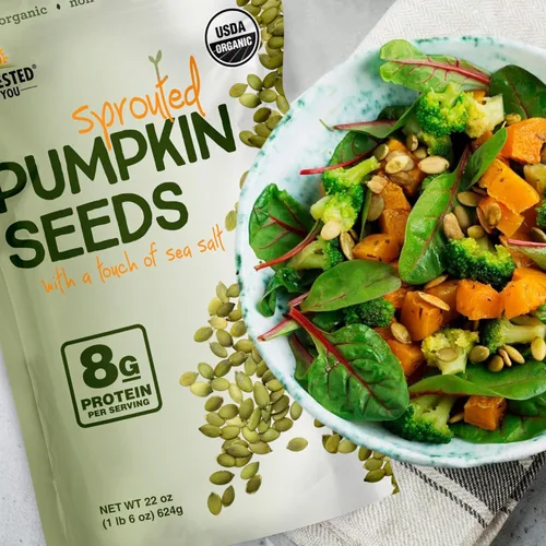 Miniatura 6 de Harvested For You Semillas de calabaza germinadas con sal marina, bolsa de 22 onzas, sin OMG, paleo, sin gluten, veganas, orgánicas, a base