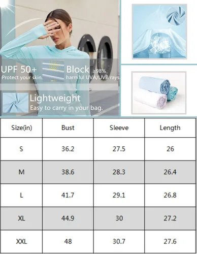 Miniatura 3 de LUYAA Sudadera con capucha para mujer, con protección solar UPF 50+, transpirable, elástica, de manga larga, para correr, entrenamiento al aire libre