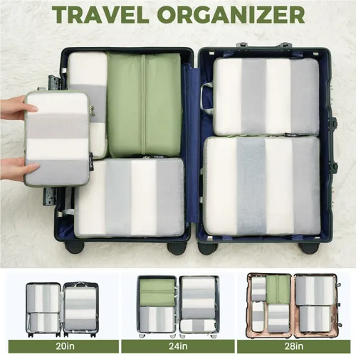 Miniatura 33 de BAGAIL 4 Set/6 Set Ultraligero Compresión Embalaje Cubos Organizador de Embalaje para Accesorios de Viaje Equipaje Maleta Mochila