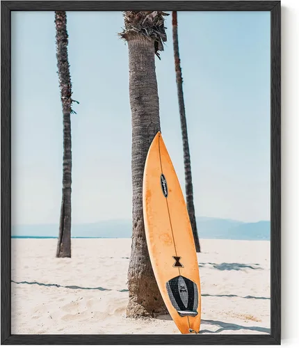 HAUS AND HUES Arte de surf y cuadros de playa, póster de palmeras de California, arte de pared de palmeras de California, arte de pared de surf para