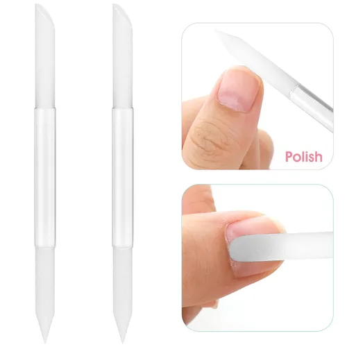 Miniatura 5 de Sibba Empujador de cutículas de vidrio, herramienta removedor de cutículas de doble cara, barra de manicura, superficie abrasiva profesional