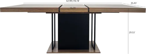 Miniatura 3 de KEIKI Mesa de comedor extensible de 62.99 a 78.7 pulgadas, moderna mesa de cocina extensible de granja para 6 a 10 personas, mesa de conferencia