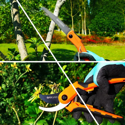 Miniatura 8 de GARCARE Juego de tijeras de podar 4 en 1 con tijeras de podar de derivación, tijeras de podar compuestas y tijeras de setos y sierra plegable