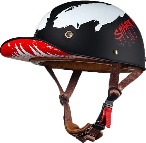 Miniatura 11 de Casco de motocicleta de estilo alemán abierto para hombres y mujeres, casco retro de béisbol, certificado por DOT, con protección solar, casco