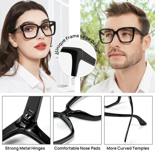 Miniatura 3 de Gafas de lectura de gran tamaño para mujeres y hombres, lectores cuadrados grandes de 1.0 1.25 1.5 1.75 2.0 2.25 2.5 a 3.5