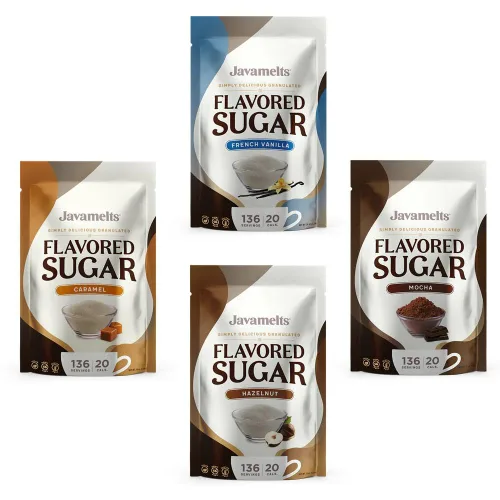 Miniatura 11 de Javamelts Paquetes de azúcar con sabor a avellana Azúcar de caña pura para hornear, sustituto del jarabe de café, cócteles, té, sin OMG, sin