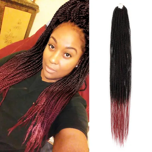 Miniatura 13 de AU-THEN-TIC Cabello senegalés con trenzas de ganchillo de 22 pulgadas, 6 paquetes de 40 mechones por paquete, extensiones de cabello de ganchillo