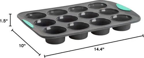 Miniatura 7 de Trudeau Structure - Molde de silicona para magdalenas, 12 tazas, silicona flexible con forro duro para mantener la forma, antiadherente, sin BPA