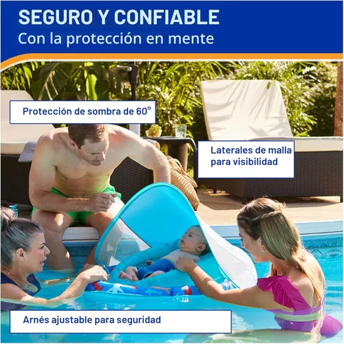 Miniatura 4 de SwimWays Infant Spring Float, Baby Pool Float with Canopy & UPF Protection, Swim Training PFD, Swimming Pool Accessories for Babies 3-9 Months