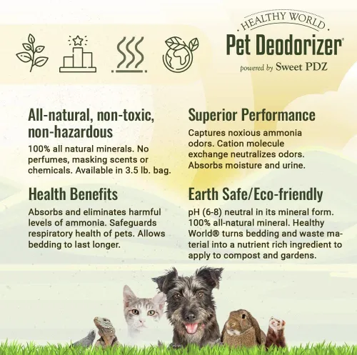 Miniatura 4 de Sweet PDZ - Desodorizador para mascotas Healthy World - Aditivo para hábitat y caja de arena para mascotas - 3.5 libras