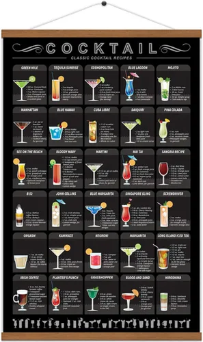 WEROUTE Póster impreso de coctelería de coctelería para bebidas alcohólicas, colgador de volutas en lienzo, bar, pub, cocina, restaurante,